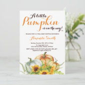 Invitation de baby shower d'automne de citrouille (Debout devant)