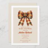 Invitation de Baby shower d'automne Plaid Bow (Devant / Derrière)