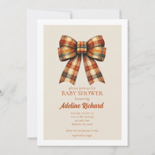 Invitation de Baby shower d'automne Plaid Bow