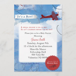 Invitation de baby shower d'avion
