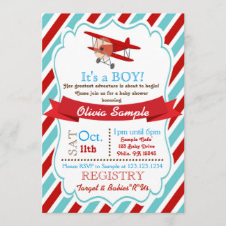 Invitation de baby shower d'avion