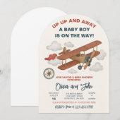 Invitation de Baby shower d'avion vers le haut et  (Devant / Derrière)