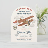 Invitation de Baby shower d'avion vers le haut et  (Debout devant)