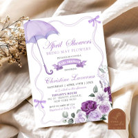 Invitation de baby shower d'avril à fleurs violett