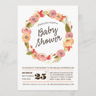 Invitation de Baby shower de  à couronne florale R