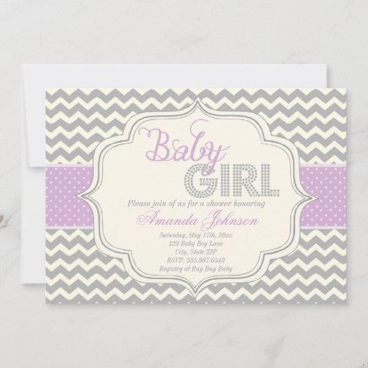 Invitation de Baby shower de Baby Girl Mod Chic Ch (Devant)