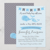 Invitation de baby shower de baleine (Devant / Derrière)