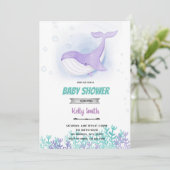 Invitation de baby shower de baleine (Debout devant)