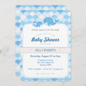 Invitation de Baby shower de baleine - Bleu (Devant / Derrière)