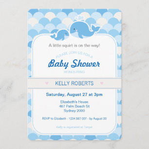 Invitation de Baby shower de baleine - Bleu