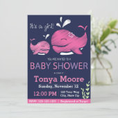 Invitation de Baby shower de baleine (fille) (Debout devant)