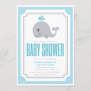 Invitation de Baby shower de baleines bébés