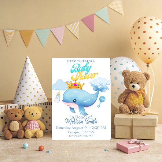 Invitation de Baby shower de baleines bébés