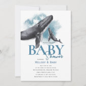 Invitation de Baby shower de baleines russes moder (Devant)