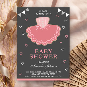 Invitation de baby shower de ballerine à tutu rose