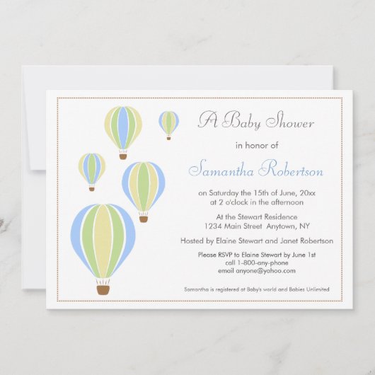 Invitation de baby shower de ballon (Devant)