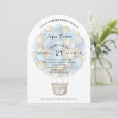 Invitation de Baby shower de ballon à air chaud bl (Debout devant)