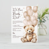 Invitation de Baby shower de ballon d'ours (Debout devant)