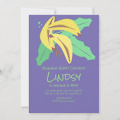 Invitation de Baby shower de banane violet rétro (Devant)