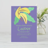 Invitation de Baby shower de banane violet rétro (Debout devant)