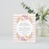 Invitation de Baby shower de bande et de fleur (Debout devant)