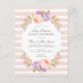 Invitation de Baby shower de bande et de fleur (Devant)