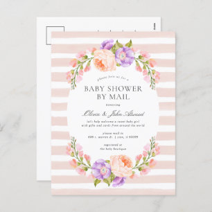 Invitation de Baby shower de bande et de fleur