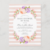 Invitation de Baby shower de bande et de fleur (Devant)