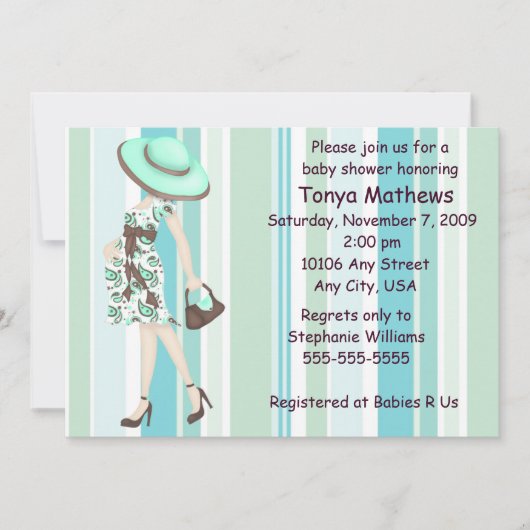 Invitation de Baby shower de bandes (CA) (Devant)