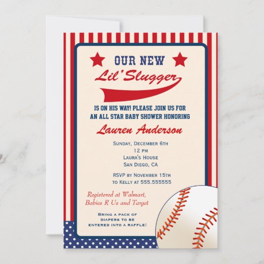 Invitation de baby shower de base-ball (Devant)