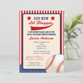 Invitation de baby shower de base-ball (Debout devant)
