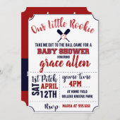 INVITATION DE BABY SHOWER DE BASE-BALL (Devant / Derrière)