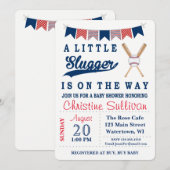 Invitation de Baby shower de baseball personnalisa (Devant / Derrière)