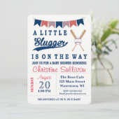 Invitation de Baby shower de baseball personnalisa (Debout devant)