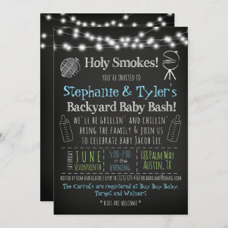 Invitation de baby shower de BBQ de BabyQ et carte