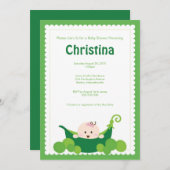 Invitation de baby shower de bébé de cosse de pois (Devant / Derrière)