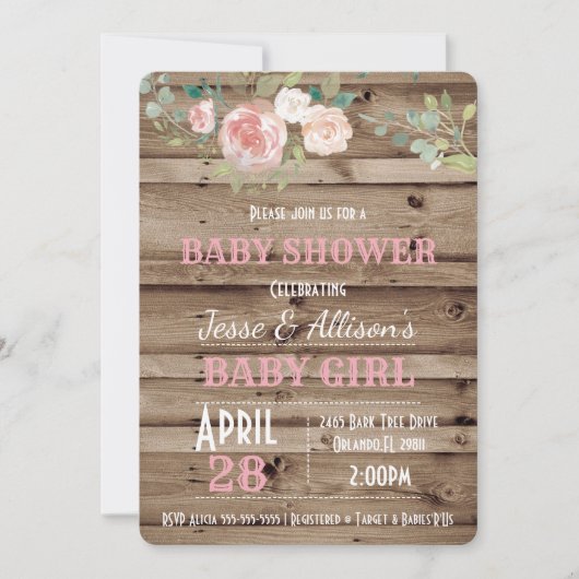 Invitation de Baby shower de bébé floral russe (Devant)