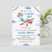 Invitation de Baby shower de bébé garçon d'avion v (Debout devant)