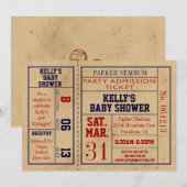 Invitation de baby shower de billet de sports de (Devant / Derrière)