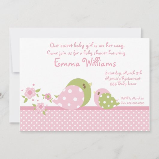 Invitation de baby shower de birdie de Babiez de (Devant)