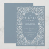 Invitation de Baby shower de Birdie Floral Dusty (Devant / Derrière)
