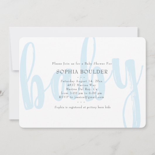 Invitation de baby shower de bleus layette (Devant)