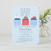 Invitation de baby shower de blocs de garçons (Debout devant)