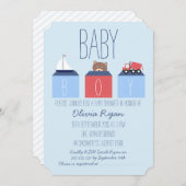 Invitation de baby shower de blocs de garçons (Devant / Derrière)
