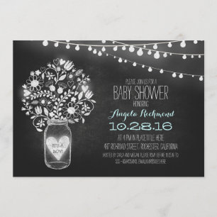 invitation de Baby shower de bocaux et feux de mas