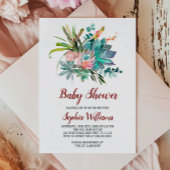 Invitation de Baby shower de Boho Cactus Succulent