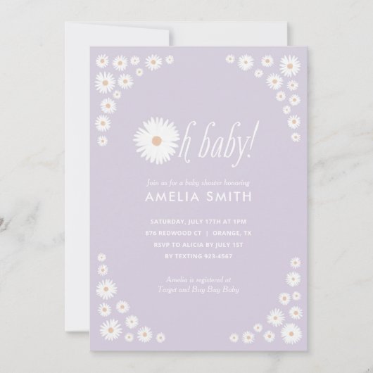 Invitation de Baby shower de Boho Floral Daisy (Devant)