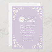 Invitation de Baby shower de Boho Floral Daisy (Devant / Derrière)