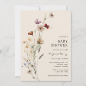 Invitation de Baby shower de Boho Floral Rustique (Devant)