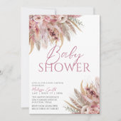 Invitation de Baby shower de Boho Rose, Pampas (Devant)